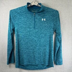 Mens Large Under Armour UA Tech 2.0 Loose Fit Long Sleeve 1/4 Zip Pullover Teal